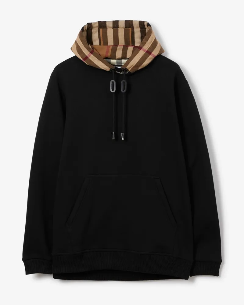 Burberry Baumwollmisch-Pullover mit Check-Kapuze Schwarz
