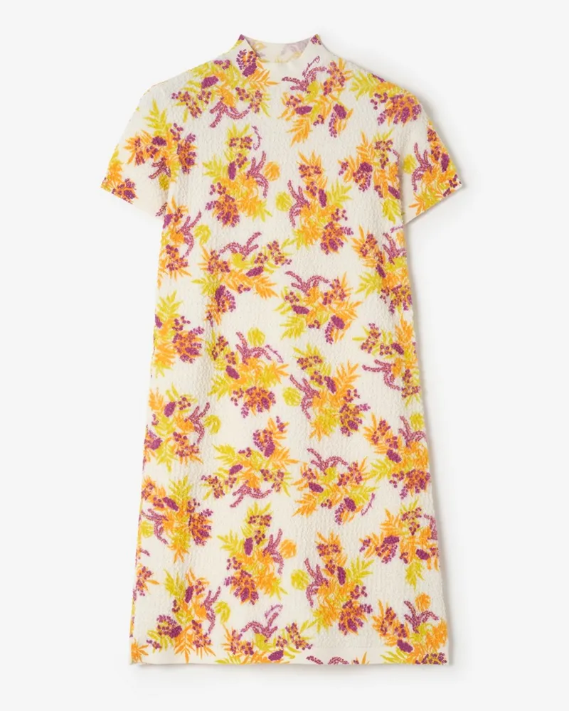 Burberry Florales Baumwollmisch-Kleid Allium-violett