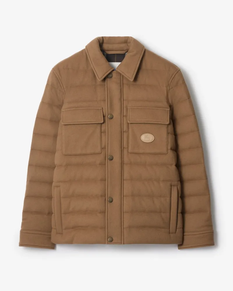 Burberry Wattierte Hemdjacke aus Kaschmir Camelfarben