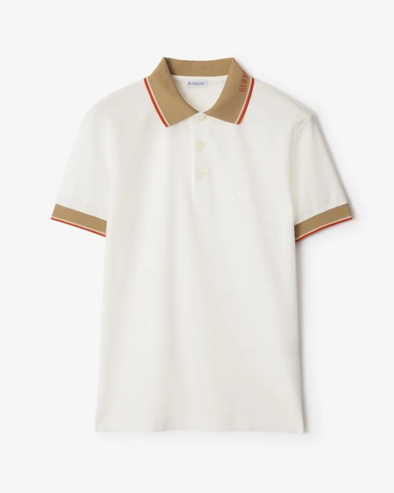 Burberry Baumwoll-Poloshirt mit Logo-Kragen Chalk