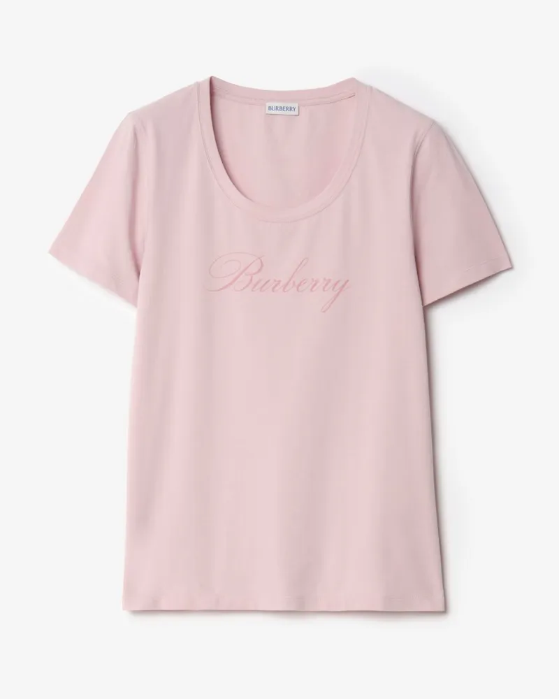 Burberry Logo-T-Shirt aus Stretchbaumwolle , Size Lilac-rosa
