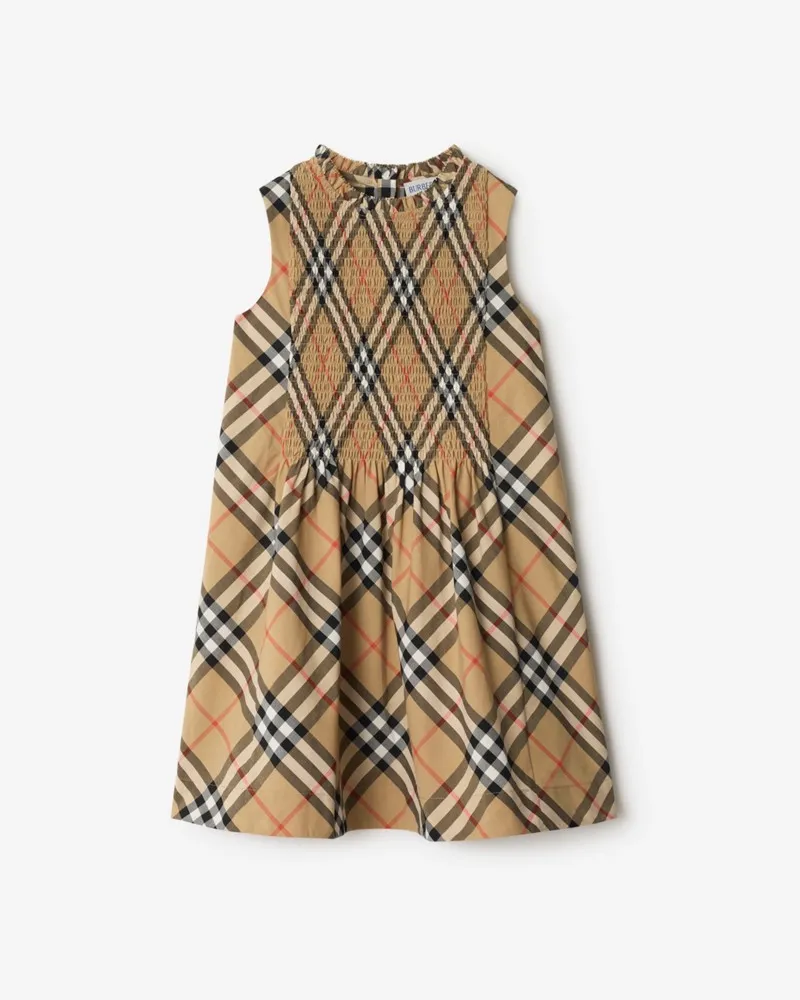 Burberry Kleid aus Baumwollpopelin in Check , Size Sand-beige