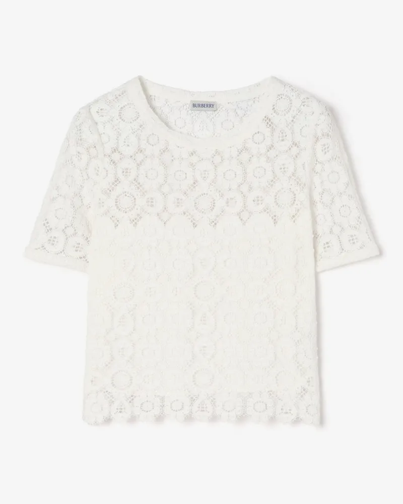 Burberry Florale Spitzenbluse , Size Chalk