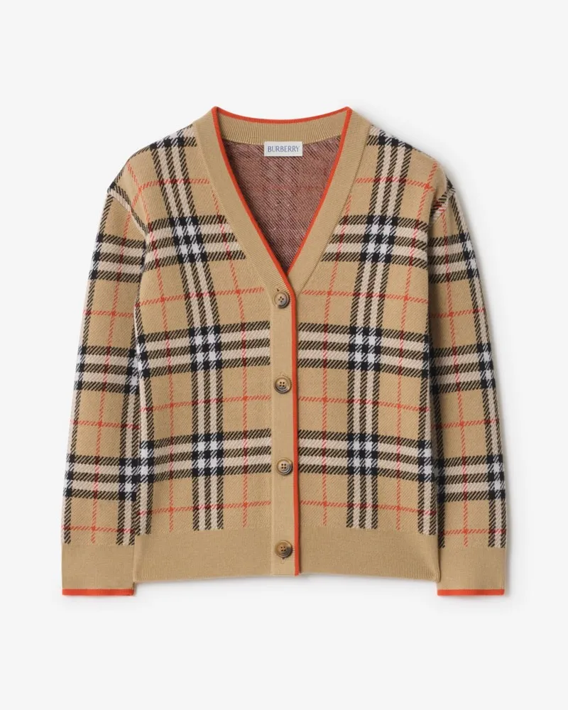 Burberry Wollcardigan in Check , Size Sand
