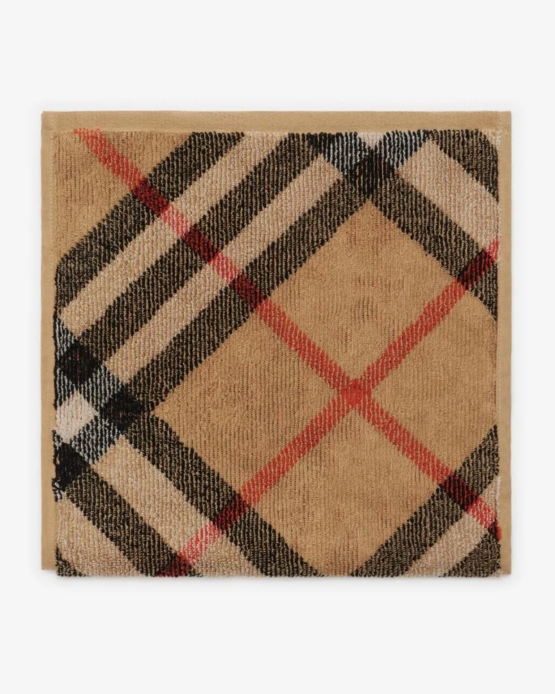 Burberry Schmales Baumwollhandtuch in Check Sand-beige