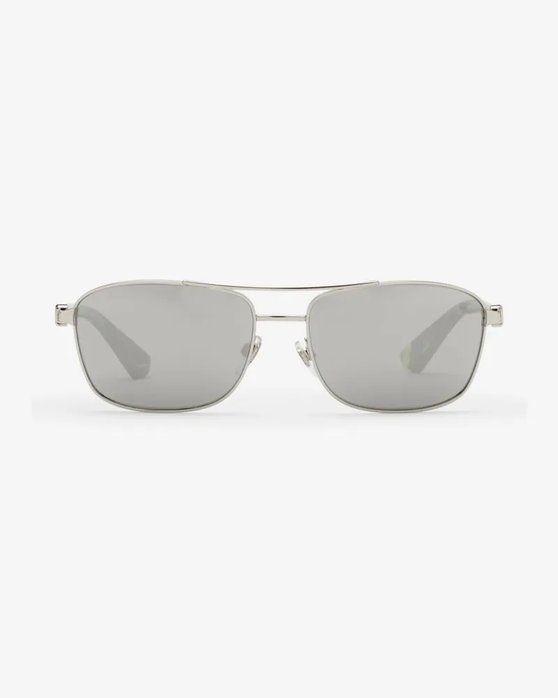 Burberry Rechteckige Sonnenbrille „Metal Shield Silber