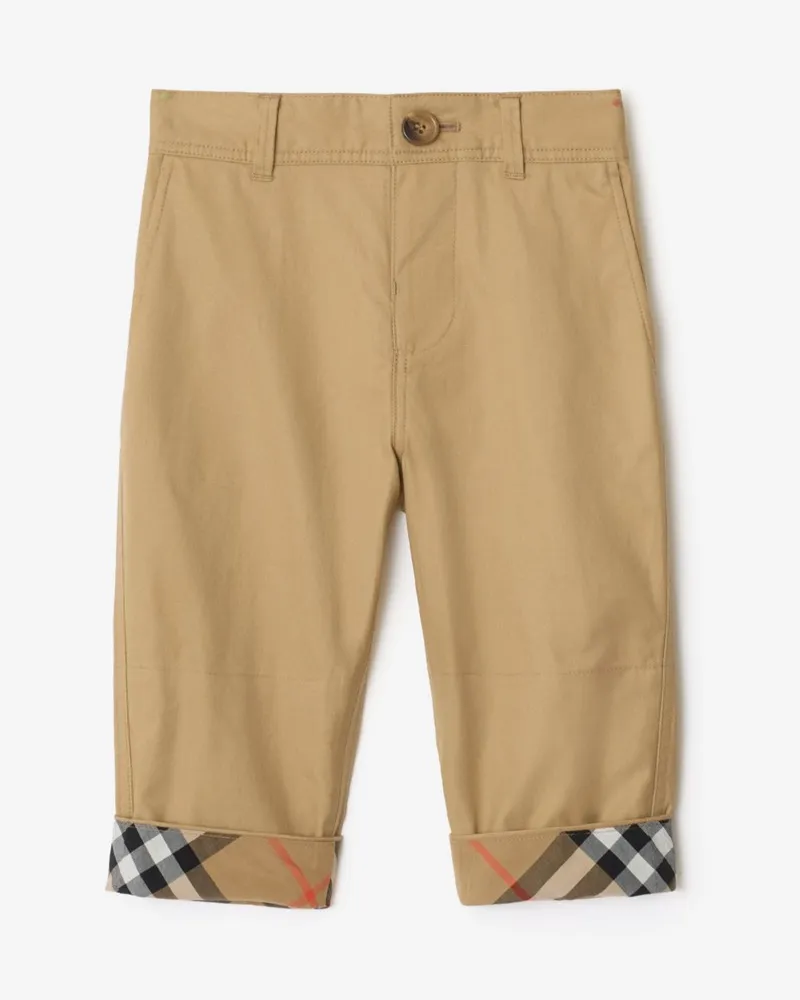 Burberry Baumwollhose mit Check-Akzent , Size Sand
