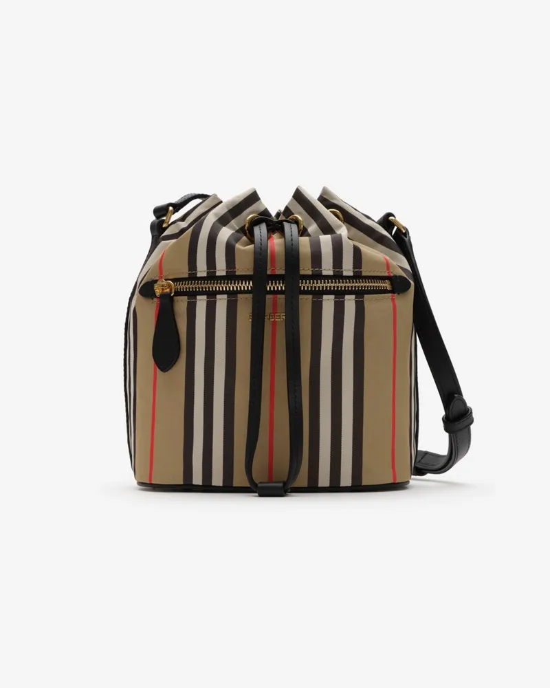 Burberry Bucket Bag im Streifendesign Vintage-beige