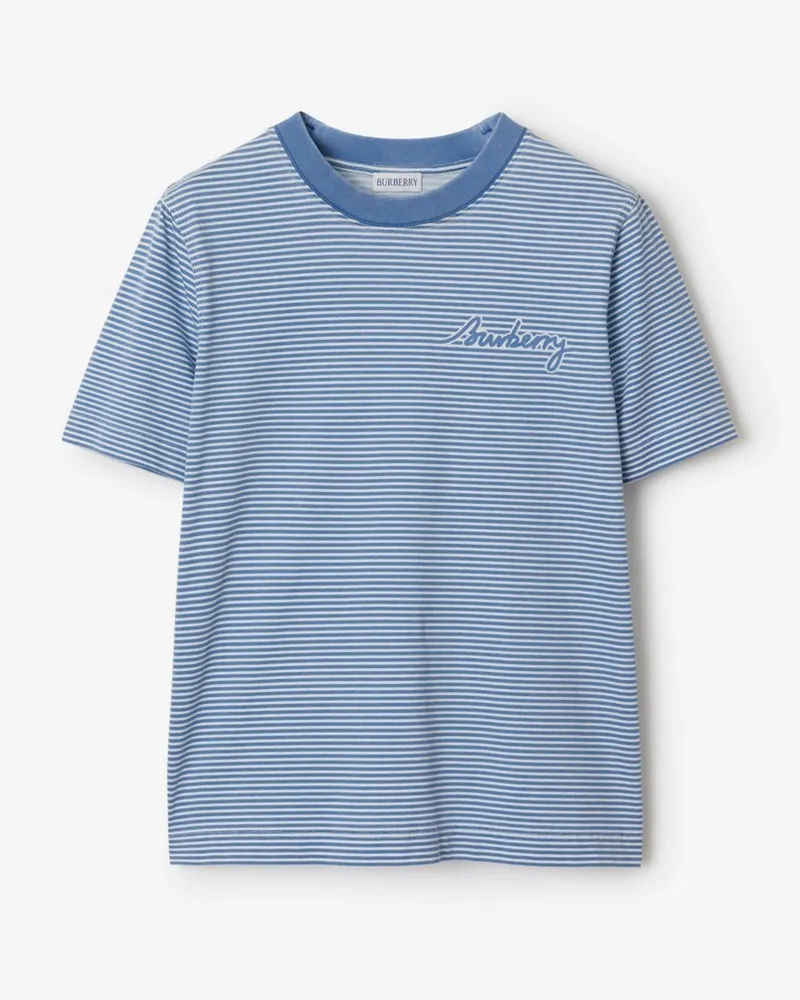 Burberry Baumwoll-T-Shirt mit Streifenmuster Pool