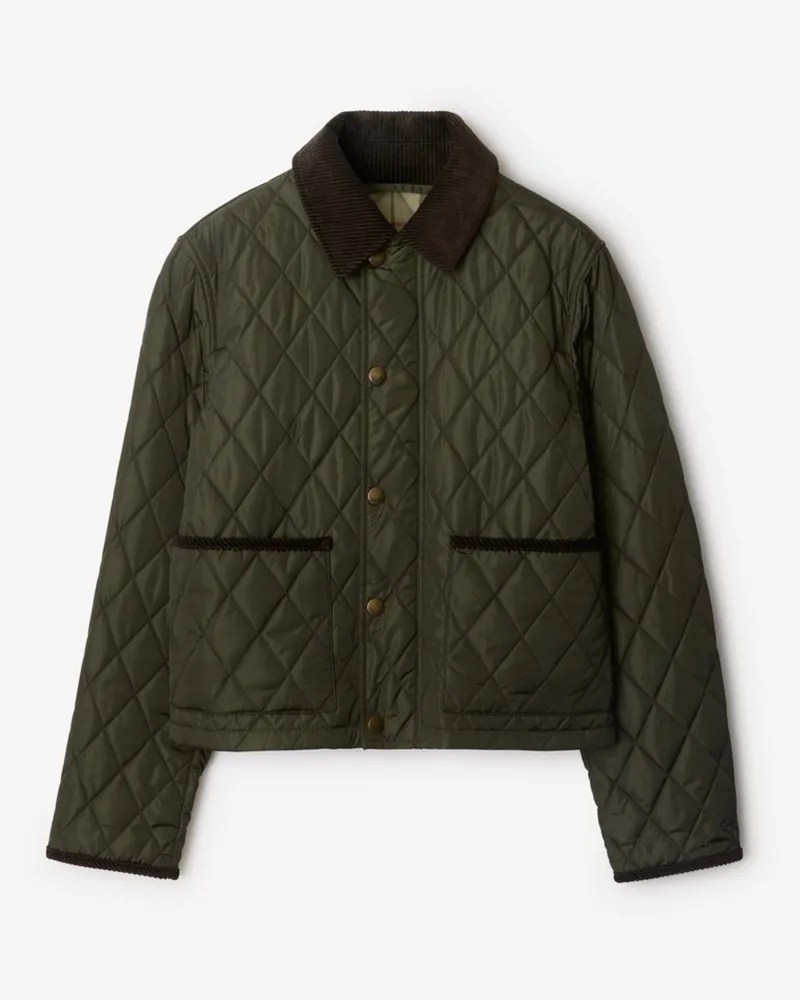 Burberry Cropped-Nylon-Steppjacke , Size Shale-grün