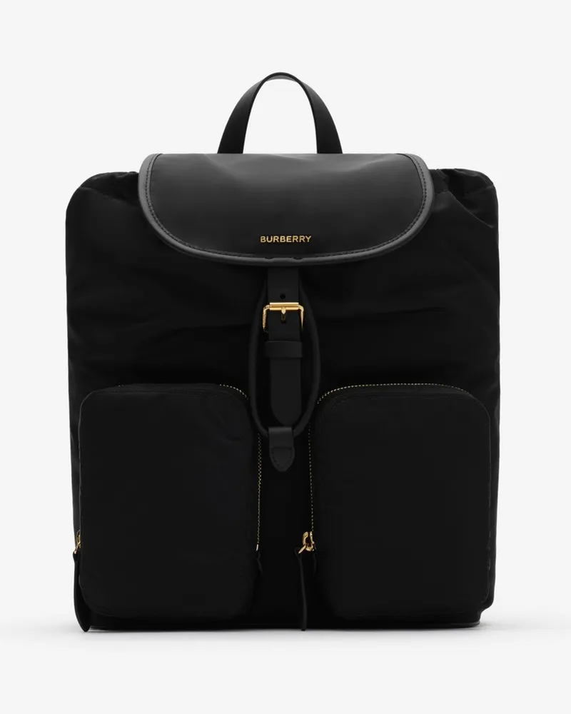 Burberry Mittelgroßer Nylonrucksack Schwarz