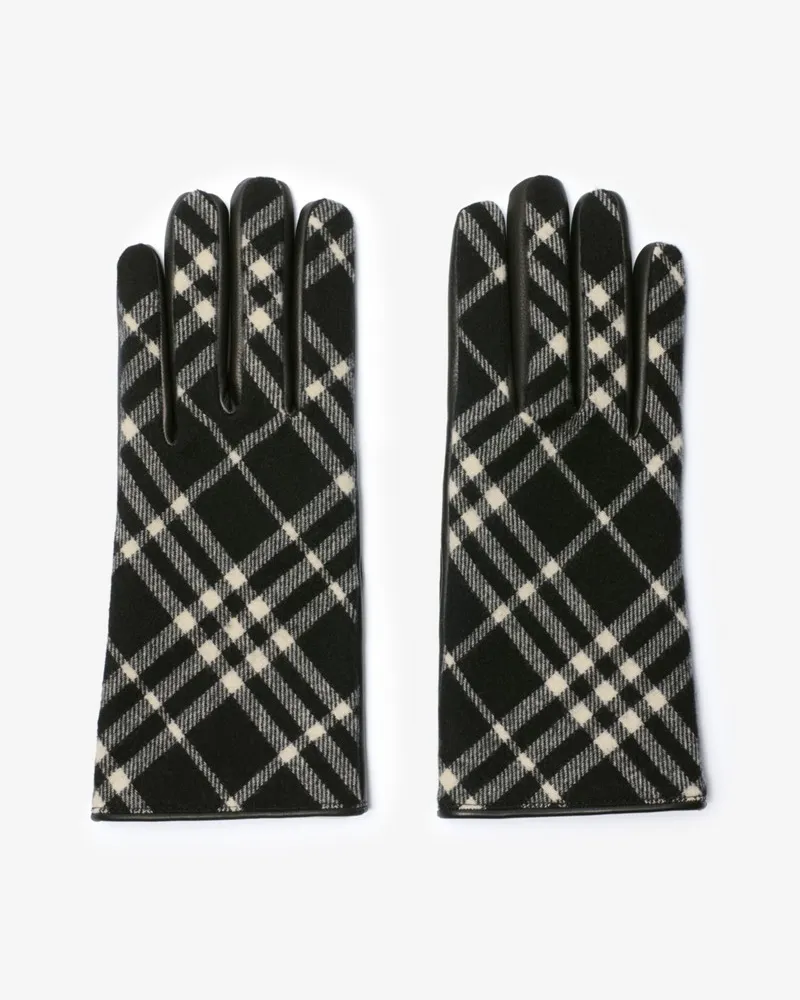 Burberry Handschuhe aus Wolle und Kaschmir in Check Schwarz