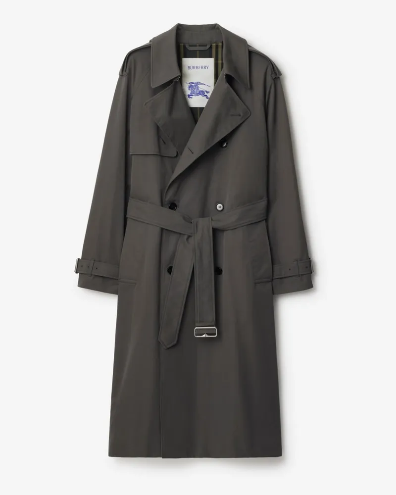 Burberry Langer Trenchcoat aus Gabardine Grafitfarben