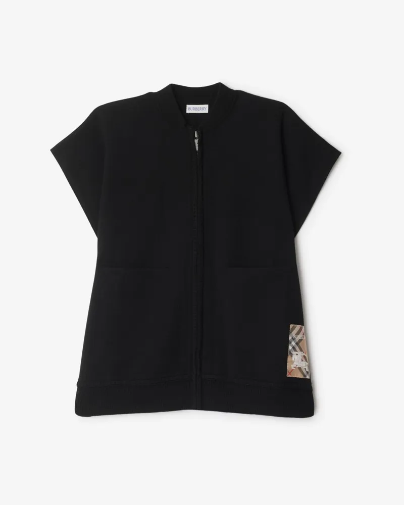 Burberry Wollmisch-Cape mit Check-Label Schwarz