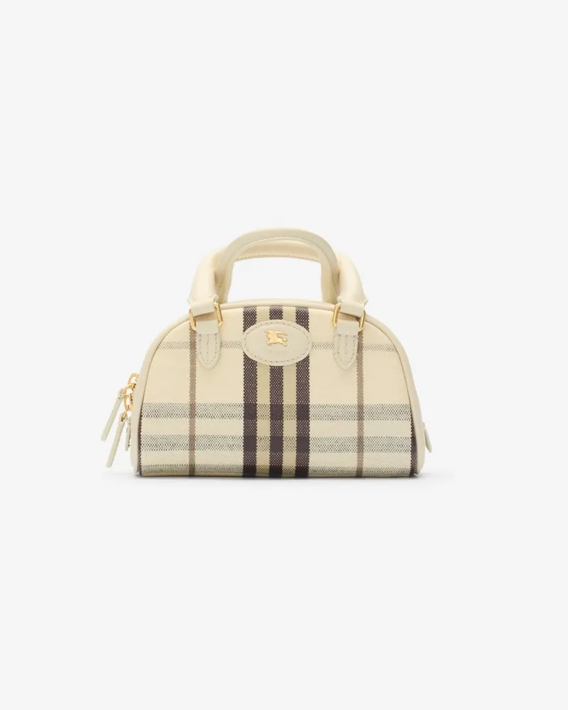 Burberry Bowlingtasche „Highlands“ im Kleinformat Hellbeige