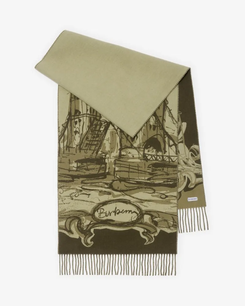 Burberry Kaschmirschal mit Tower Bridge-Motiv Beige