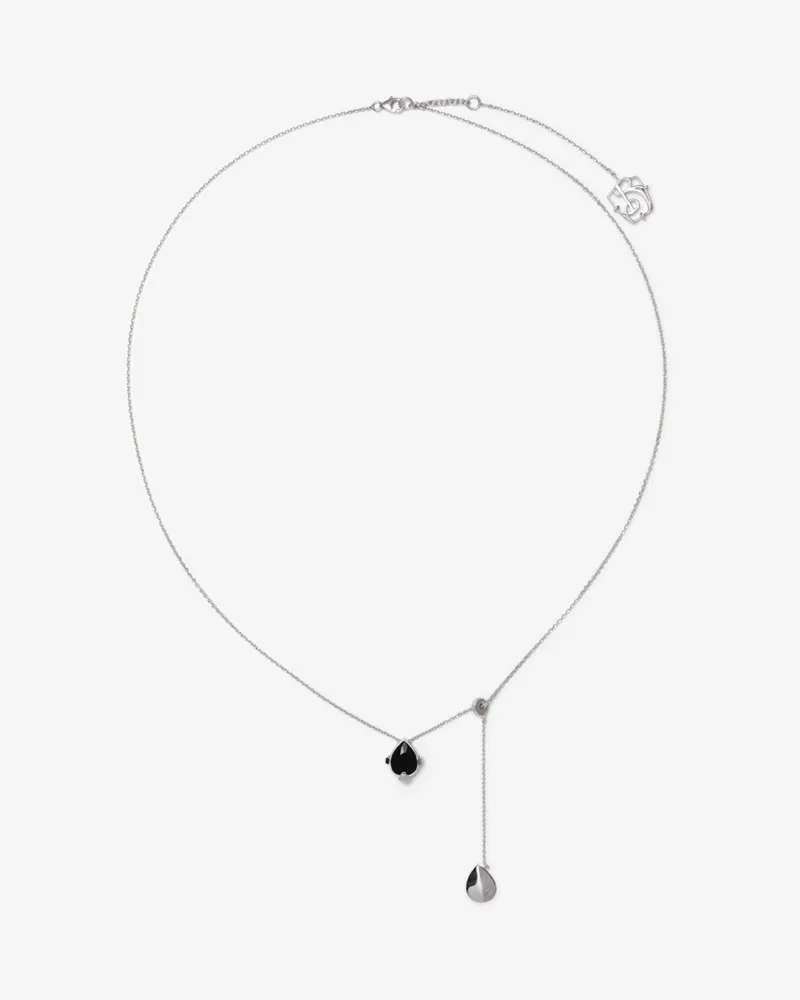 Burberry Kette „Shield“ mit Onyx-Anhänger Silber