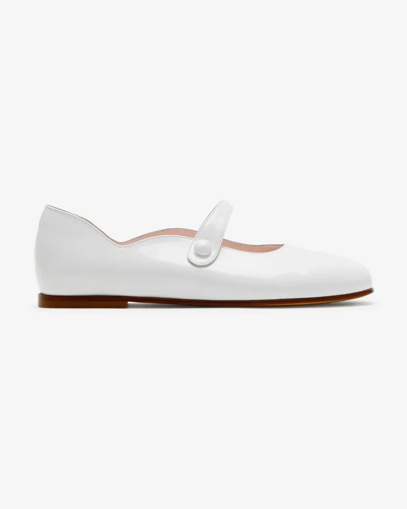 Burberry Flache Mary Jane-Schuhe aus Leder Optic-weiß