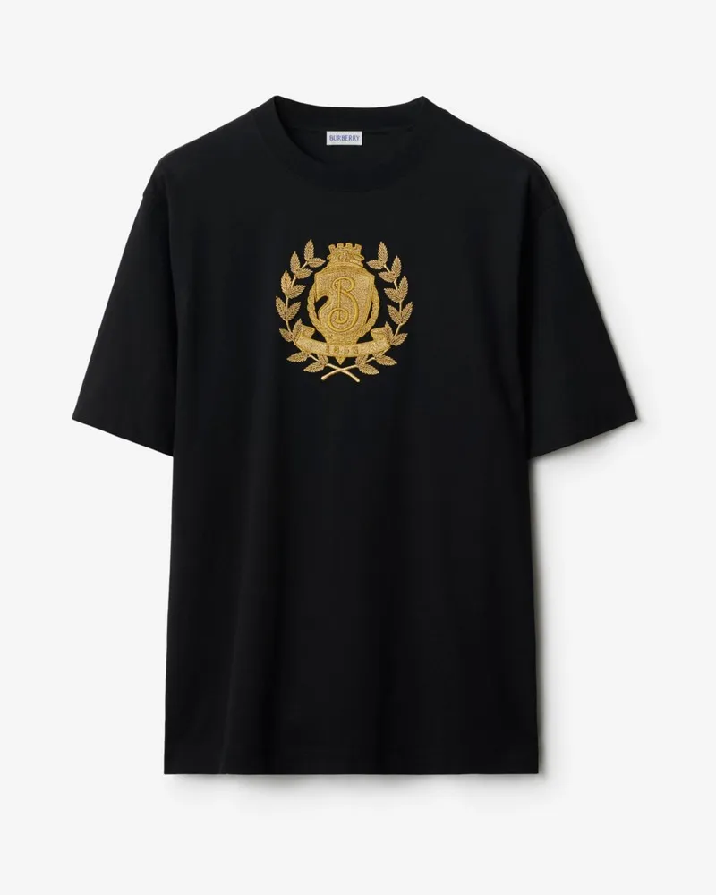 Burberry Baumwoll-T-Shirt mit B-Emblem Schwarz