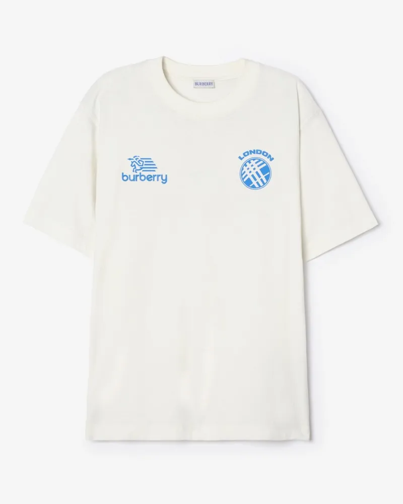 Burberry Baumwoll-T-Shirt mit Logo-Abzeichen Chalk
