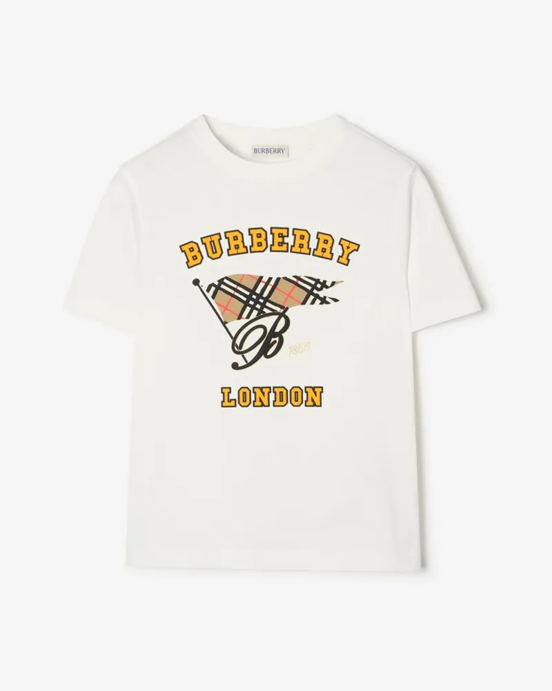 Burberry Baumwoll-T-Shirt mit Flagge , Size Chalk-weiß
