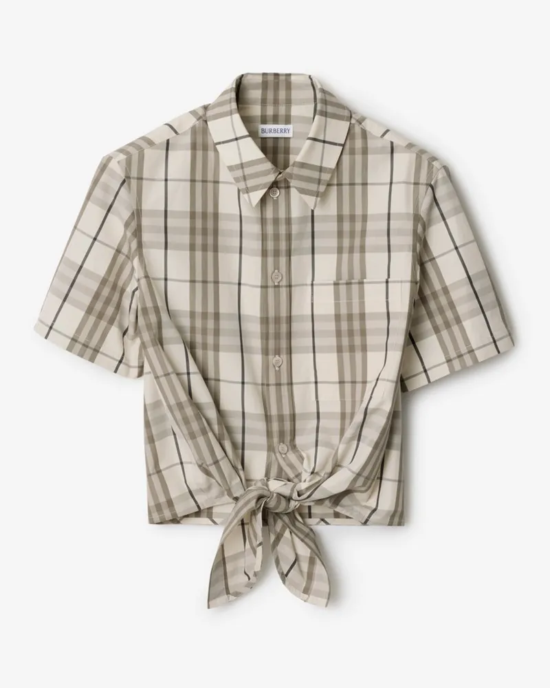 Burberry Cropped-Baumwollhemd in Check Cotton