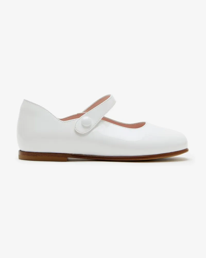 Burberry Flache Mary Jane-Schuhe aus Leder Optic-weiß