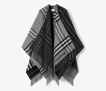 Jacquard-gewebtes Cape aus Wolle und Kaschmir mit kontrastierendem Karomuster