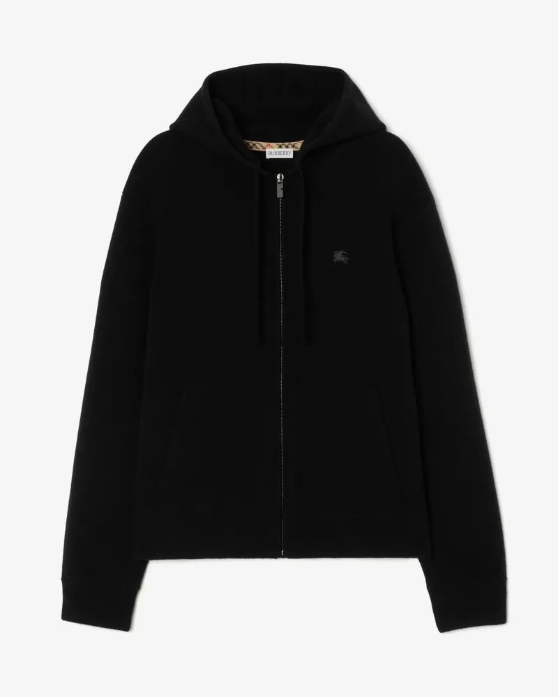 Burberry Kaschmirmisch-Kapuzenjacke , Size Black