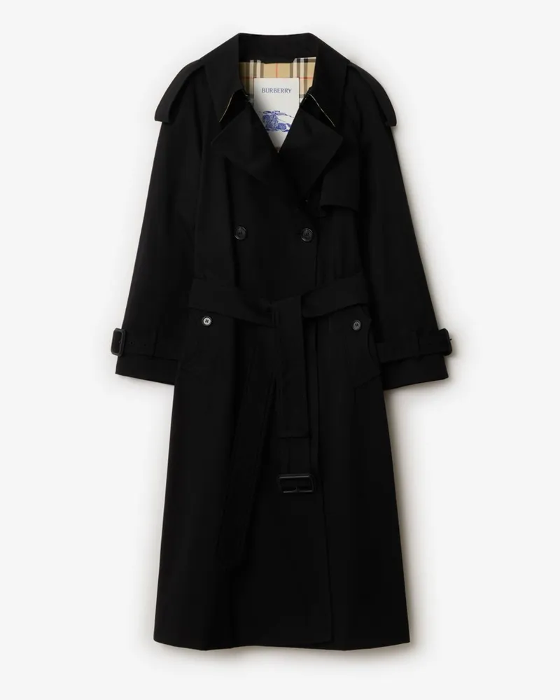 Burberry Langer Trenchcoat „Fitzrovia“ aus Gabardine , Size Black