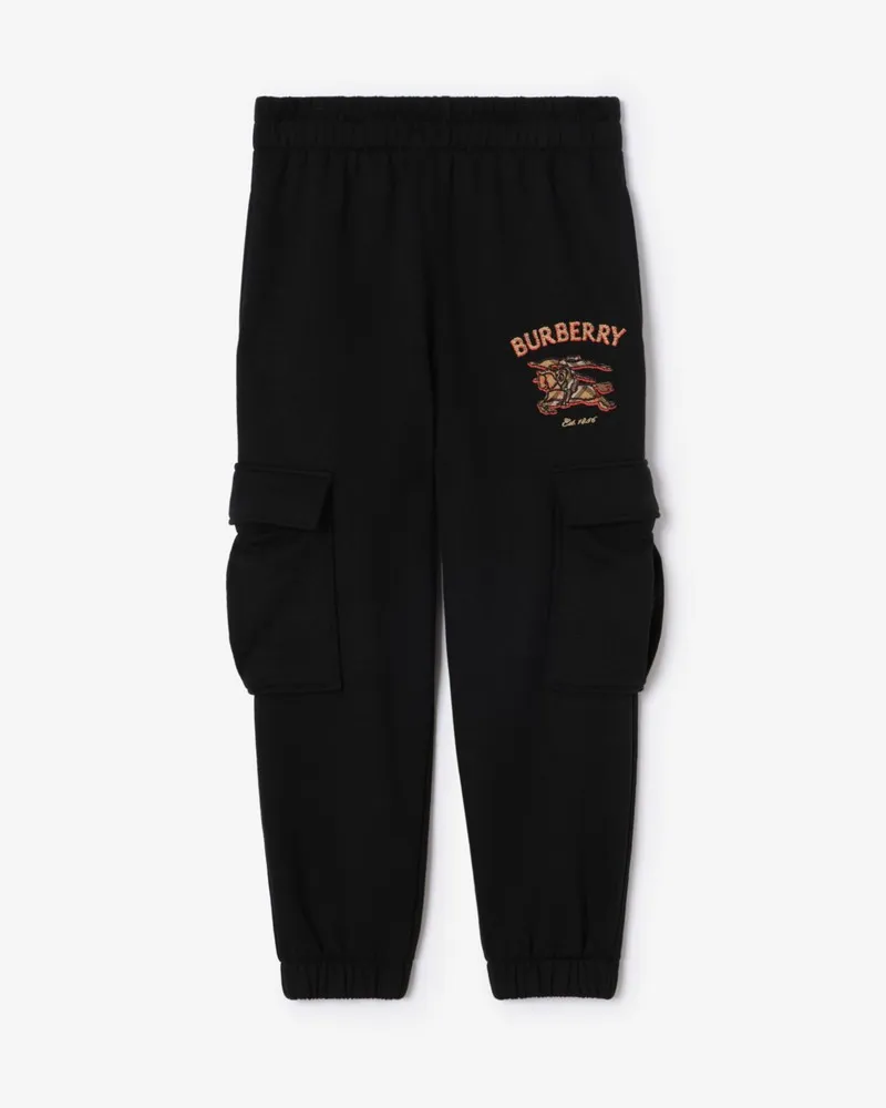 Burberry Baumwoll-Trainingshose mit Knight in Check , Size Black