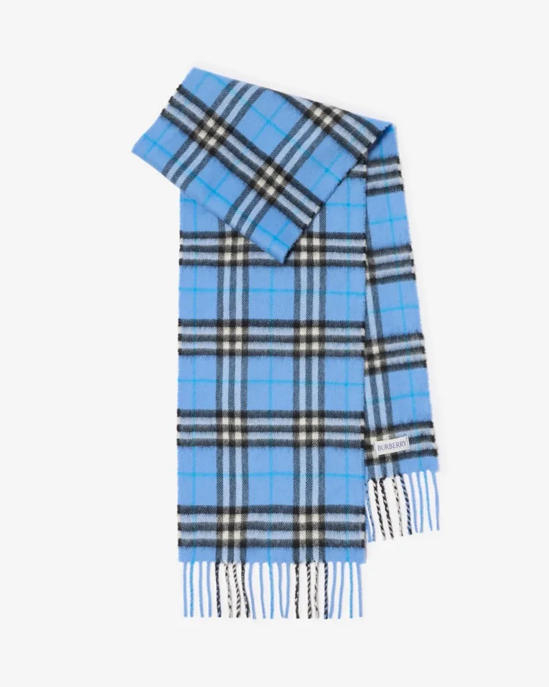 Burberry Kaschmirschal in Check Cornflower-blau