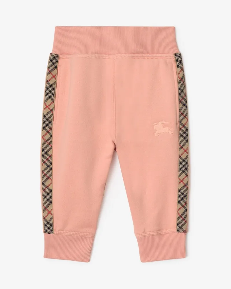 Burberry Baumwoll-Trainingshose mit Check-Besatz , Size Slipper-rosa