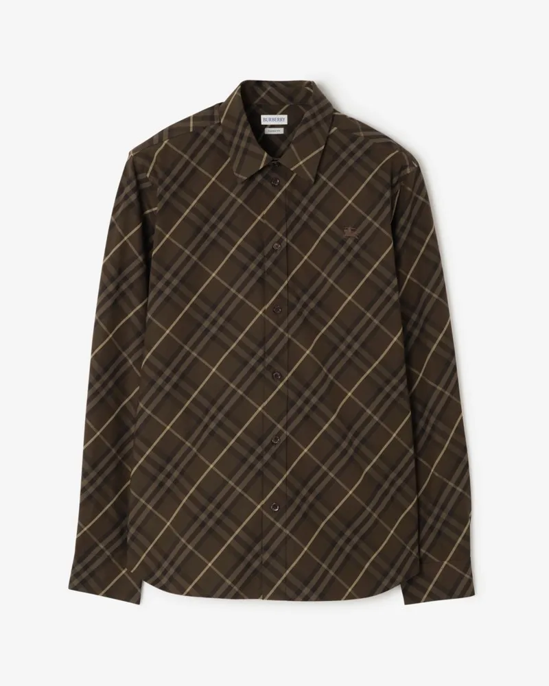 Burberry Klassisches Baumwollhemd in Check Sepia-braun