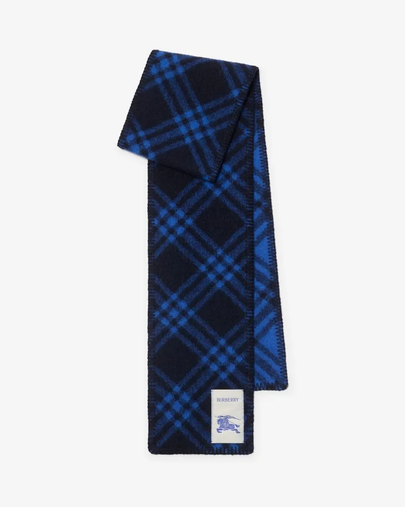 Burberry Schmalerer Wollschal mit Karomuster Tintenblau