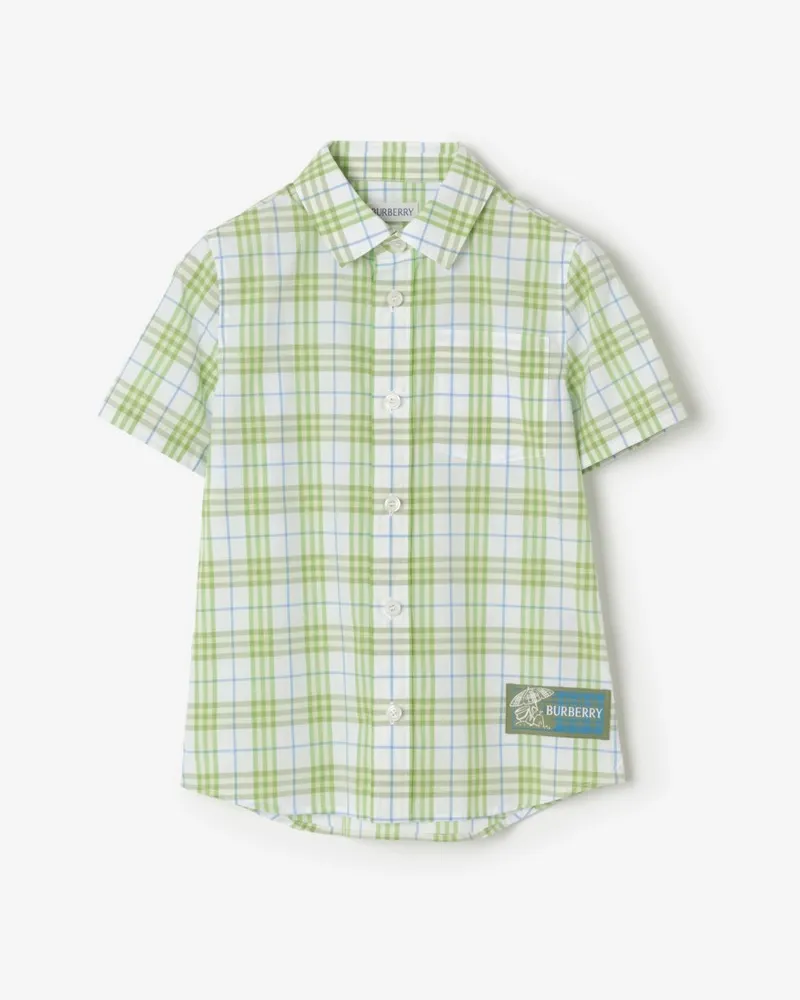 Burberry Baumwollhemd in Check , Size Apple-grün