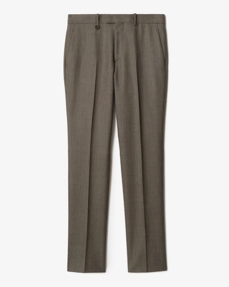 Burberry Elegante Hose aus Sharkskin-Wolle , Size Soil-braun