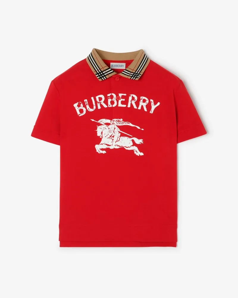 Burberry Baumwollpiqué-Poloshirt mit EKD-Motiv , Size Pillar-rot