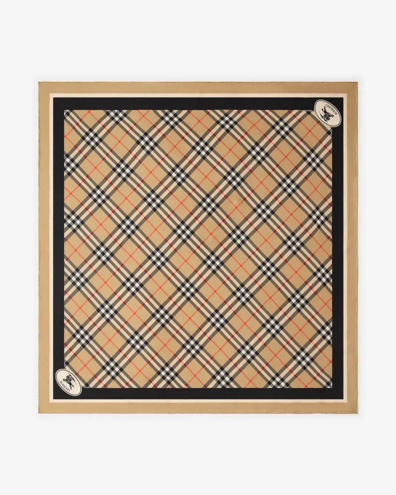 Burberry Seidenschal in Check Sand-beige