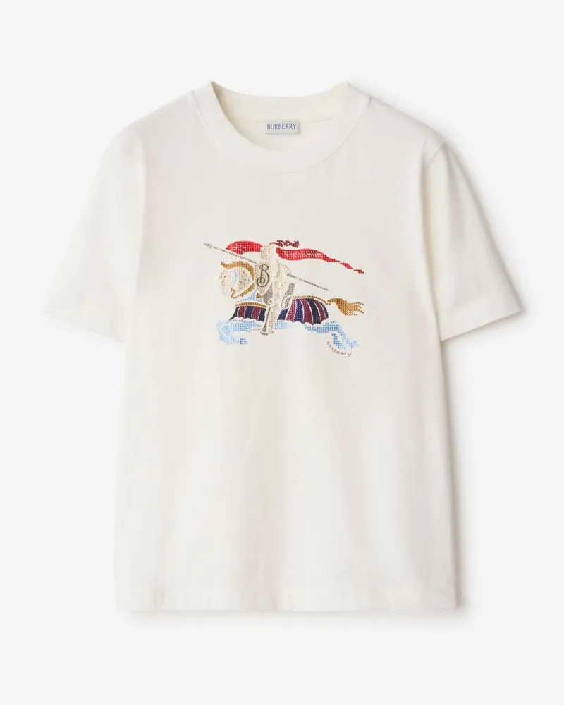 Burberry Baumwoll-T-Shirt mit Kristall-EKD Chalk