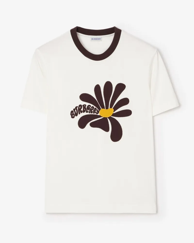 Burberry Baumwoll-T-Shirt mit Gänseblümchenmuster Chalk-weiß