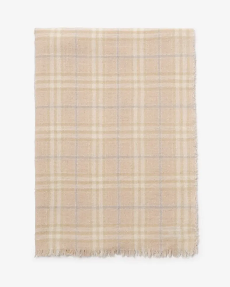 Burberry Breiter Woll-Seiden-Schal in Check Sesame