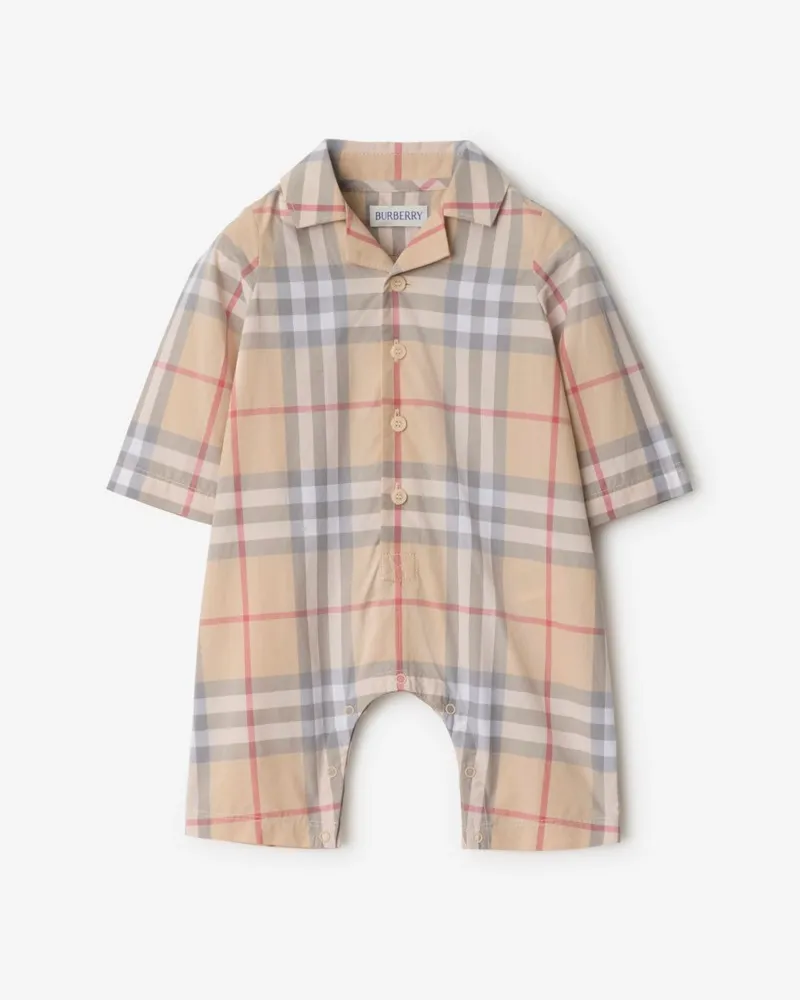 Burberry Baumwoll-Strampelanzug in Check Helles