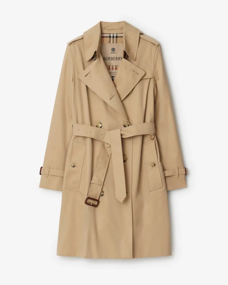 Burberry Mittellanger Heritage-Trenchcoat „Kensington“ , Size Honey-beige