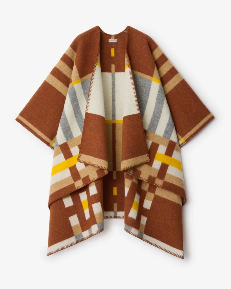 Burberry Wollcape in Check im Colour-Blocking-Design Cob