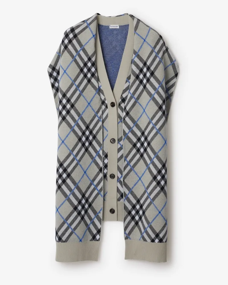 Burberry Woll-Mohairmisch-Cape in Check Lichen