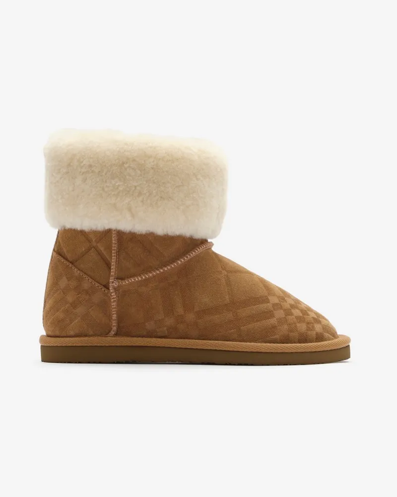 Burberry Lammfell-Stiefel „Flint“ in Check , Size Jute