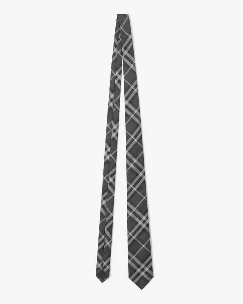 Burberry Seidenkrawatte in Check, Grey Charcoal-grau
