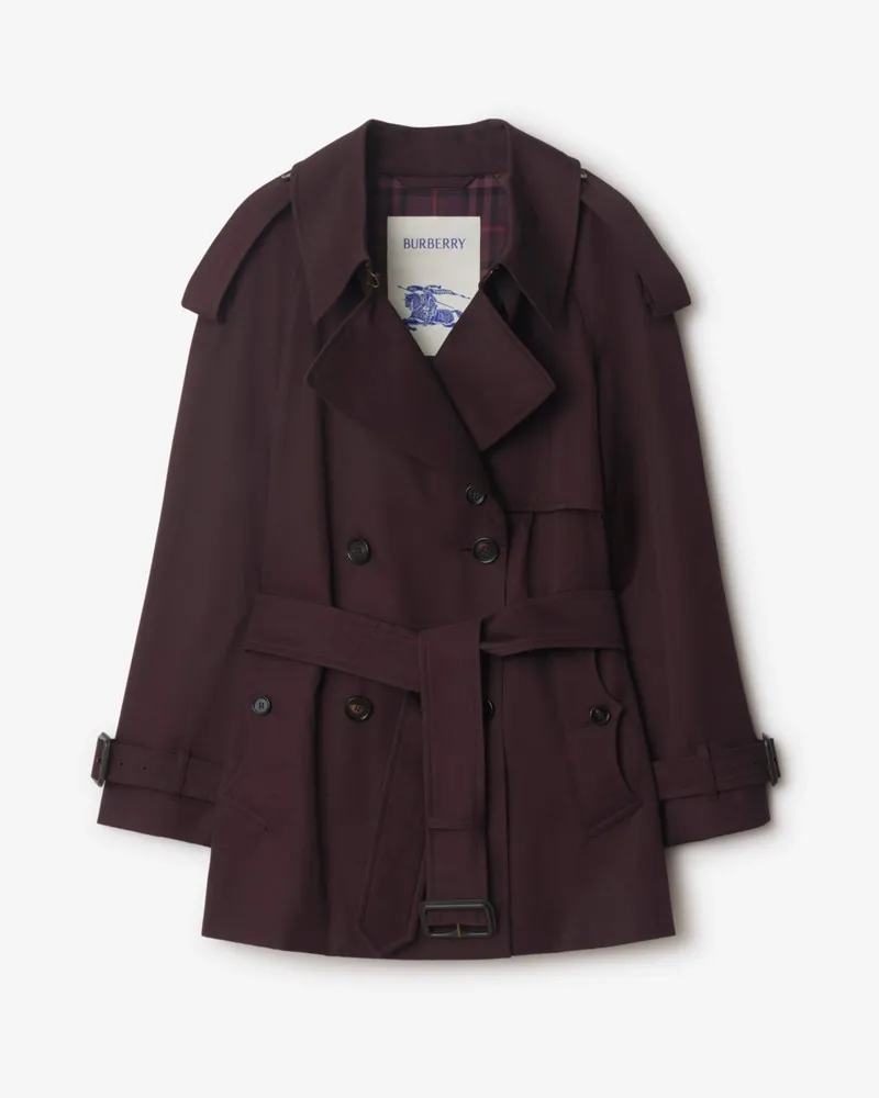 Burberry Kurzer Trenchcoat „Fitzrovia“ aus Gabardine , Size Wine