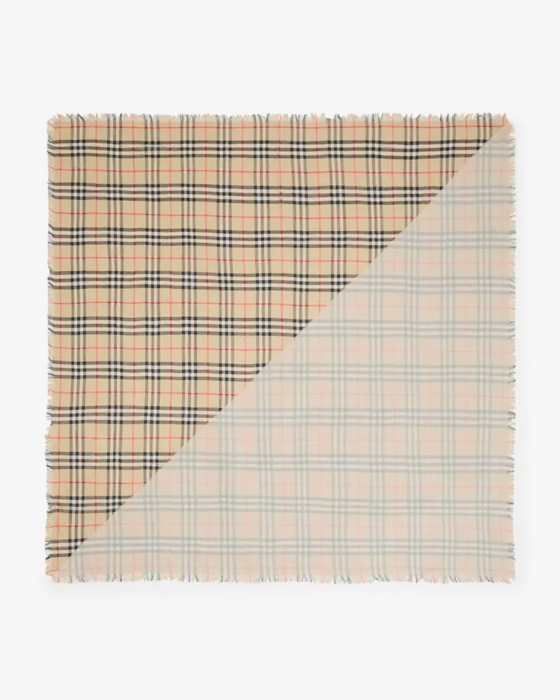 Burberry Woll-Seiden-Schal in Check Sand-beige
